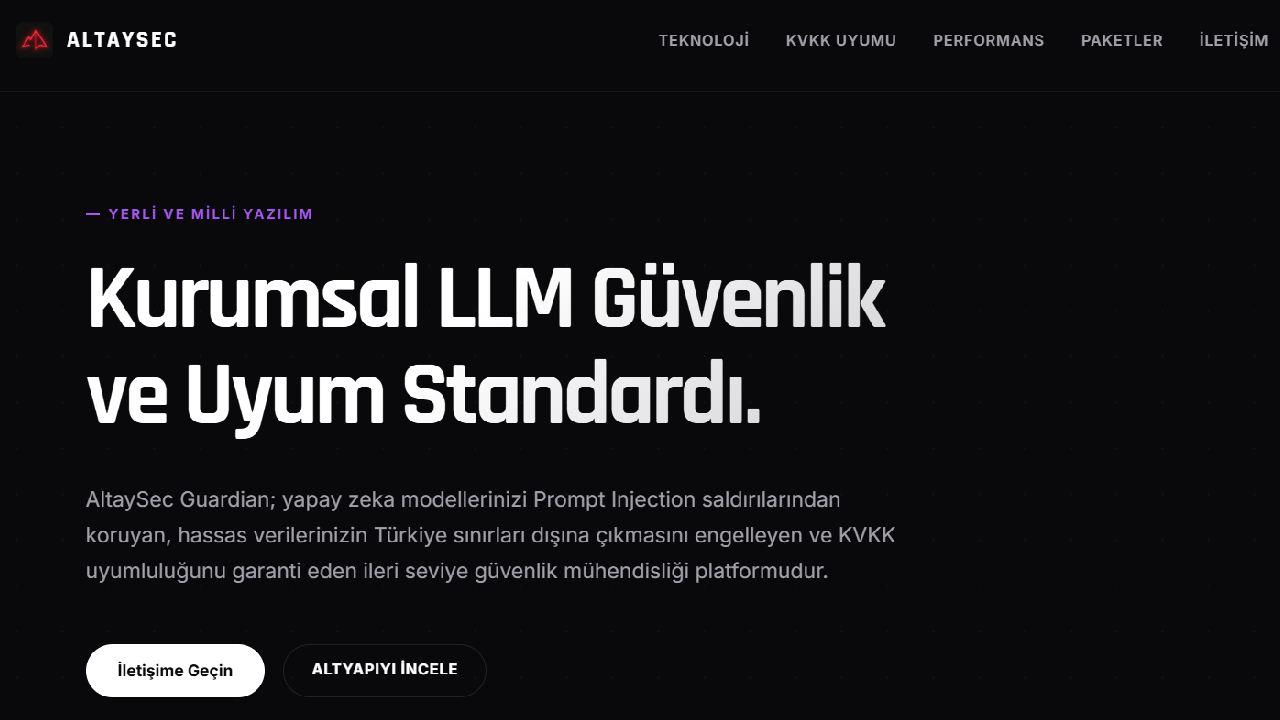 AltaySec Guardian: Türkiye'nin İlk Yerli LLM Güvenlik Katmanı